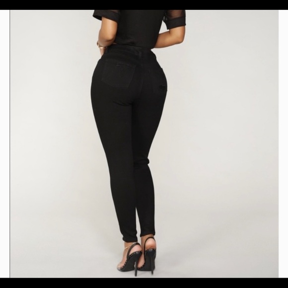 Black ripped distressed front jeans - Picture 2 of 5